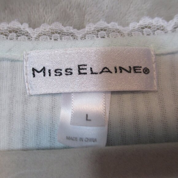 Miss Elaine Mint Green Cotton Blend Knit Nightgown Embroidered Size L - Picture 5 of 6